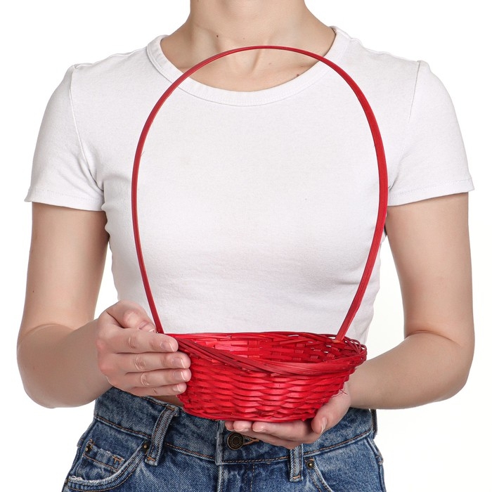 Корзина плетеная, бамбук, D19xH5 см, красный Корзина плетеная, бамбук, D19xH5 см, красный