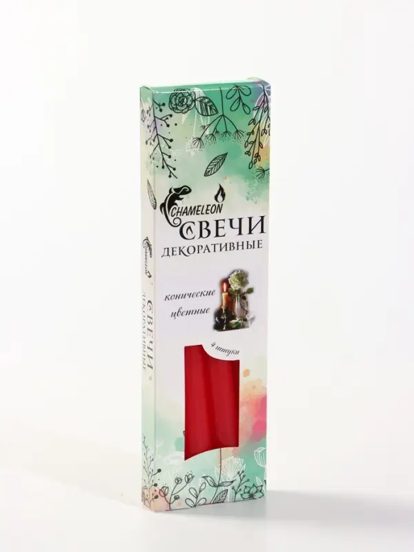 Свечи античные, набор 4 шт., 2.2&times;24 см, 8 ч, 50 г, красные