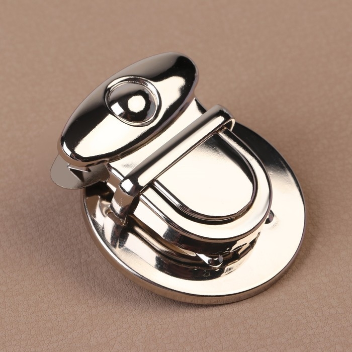 Застёжка для сумки, 3,8 × 3,8 см, цвет серебряный