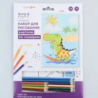 Картина по номерам с карандашами &laquo;Крокодильчик на море&raquo;, 29&times;20 см