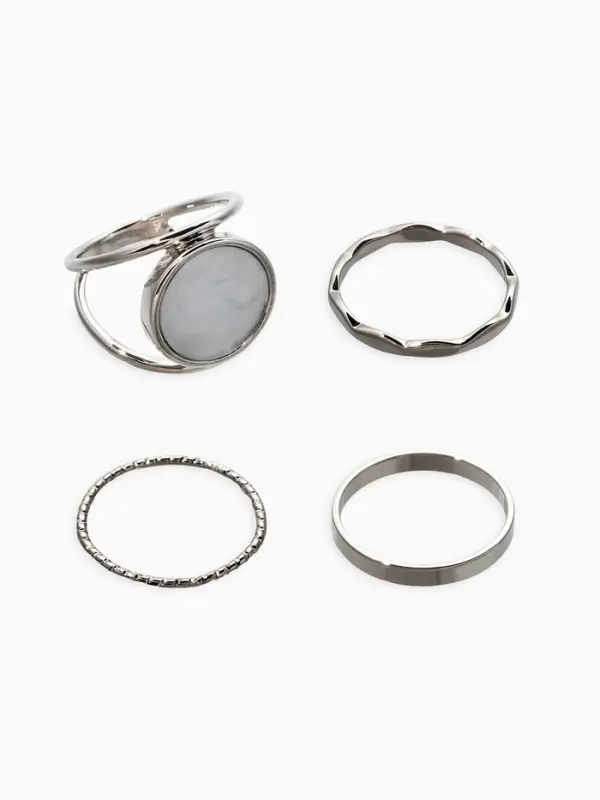 Набор колец 3 шт "Новый стиль" линии, размер МИКС, цвет белый в серебре