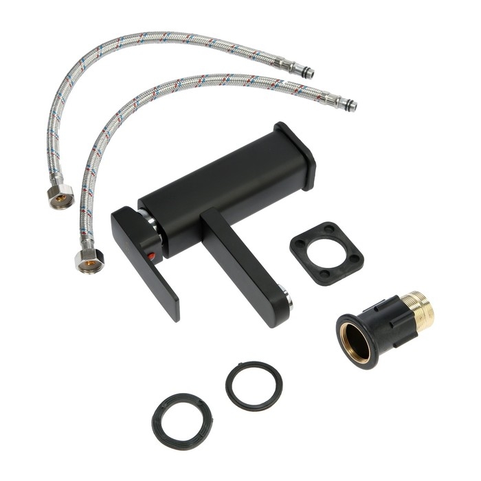 Смеситель для раковины ZEIN ZC2043, картридж керамика 35 мм, с подводкой, черный Смеситель для раковины ZEIN ZC2043, картридж керамика 35 мм, с подводкой, черный