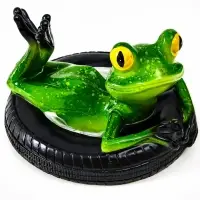 Садовая фигура 14 х 13 х 9,5 см "Лягушка на шине" Водоплавающая Садовая фигура 14 х 13 х 9,5 см "Лягушка на шине" Водоплавающая