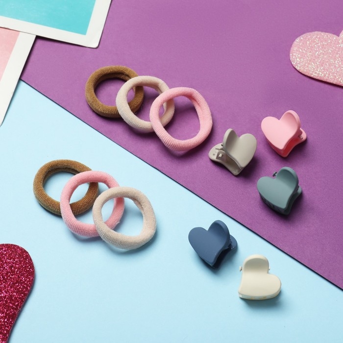 Набор для волос  Набор для волос "Солнышко" (6 резинок,10 крабиков) сердца