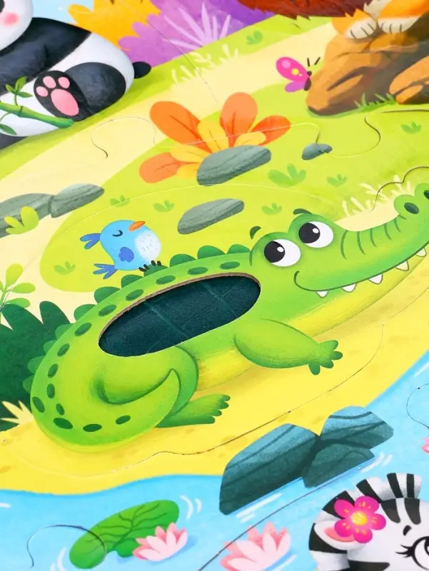 Пазлы с тактильными вставками &laquo;Зверята джунглей&raquo;, 13 деталей