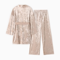 Костюм женский (жакет и брюки) KAFTAN Velvet, размер 48-50, бежевый