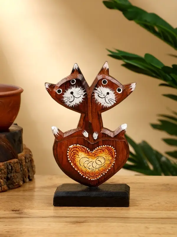 Сувенир Сувенир "Кошачья парочка" дерево 8х5х15 см, цв. коричневый