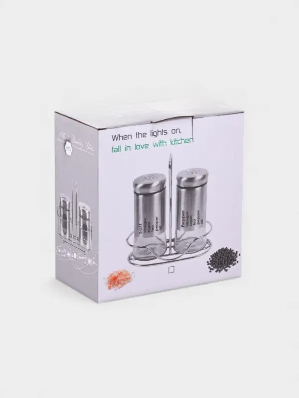 Набор для специй Набор для специй "Сияние.Black/White", 2 шт, на подставке