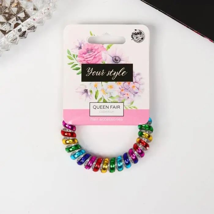 Резинка для волос «Пружинка», яркая радуга, 5 см Резинка для волос «Пружинка», яркая радуга, 5 см