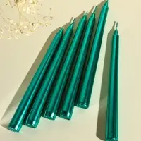 Свечи античные, 1.9&times;20 см, набор 6 шт., зелёный металлик