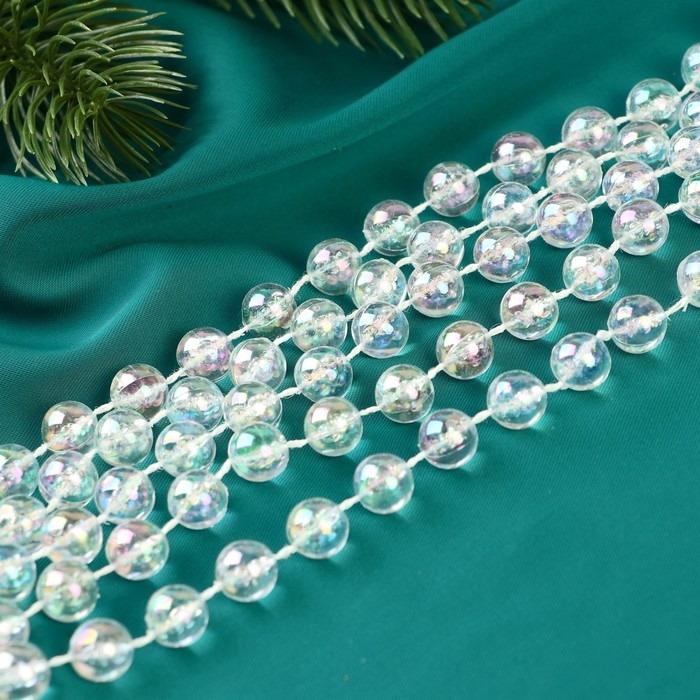 Бусы на ёлку 2 м d-10 мм Бусы на ёлку 2 м d-10 мм "Льдинка" классика, прозрачный перламутр