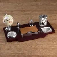 Набор настольный, органайзер 7 в 1, часы, лок для бумаги, визитница, глобус, подставка для печати, карандашница, 40&times;20&times;17, МИКС