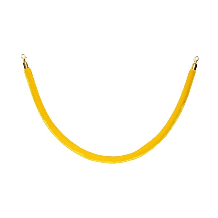 Канат бархатный оградительный, 1.5м, золотой наконечник, желтый