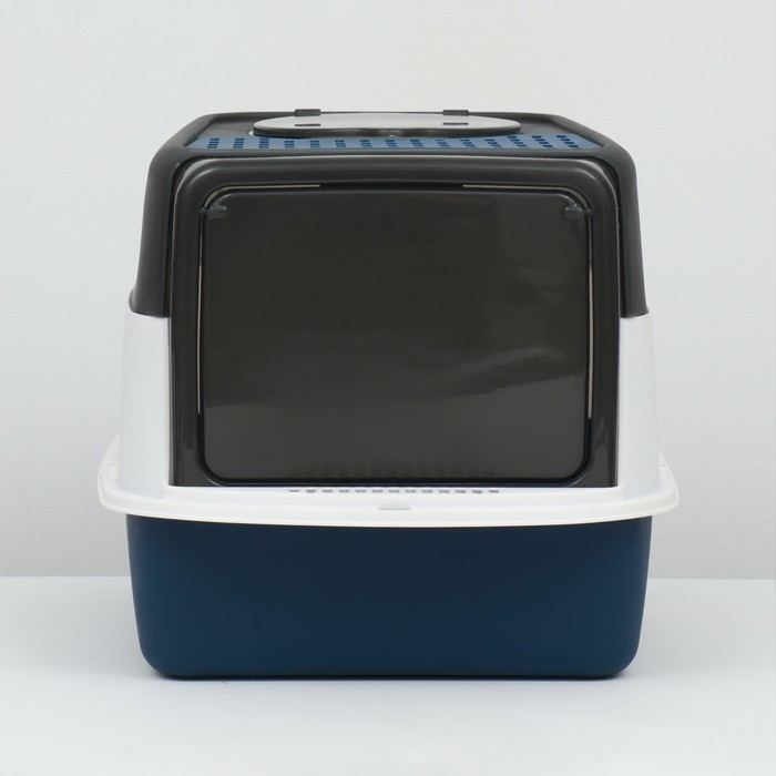 Туалет закрытый прозрачный 51 х 34 х 37 см, синий+совок