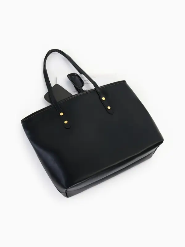 Сумка-шопер женская на молнии, размер 30.5&times;12&times;27 см, однотонная, чёрная