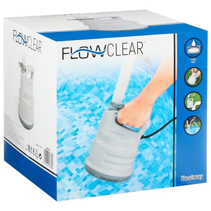 Дренажный насос, шланг 5 м, набор адаптеров 220-240В 80Вт, IPX8, 58230 Bestway Дренажный насос, шланг 5 м, набор адаптеров 220-240В 80Вт, IPX8, 58230 Bestway