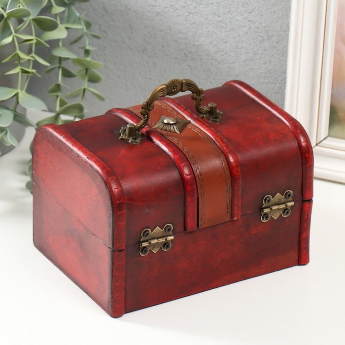 Шкатулка дерево  Шкатулка дерево "Ромб" набор 2 шт коричнево-красная 7,8х11,8х8 см 11х15,7х11,5 см