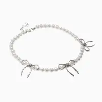 Колье &laquo;Жемчуг. Бантик&raquo;, L=32 см, белое в серебре