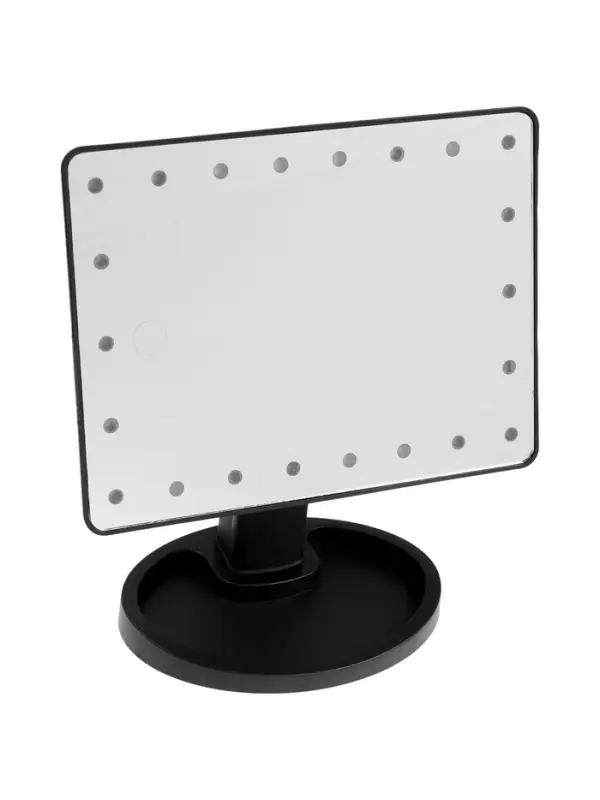 Зеркало KZ-06, подсветка, сенсорная кнопка, 22 диода, 26.5&times;16&times;12 см, 4хАА, чёрное