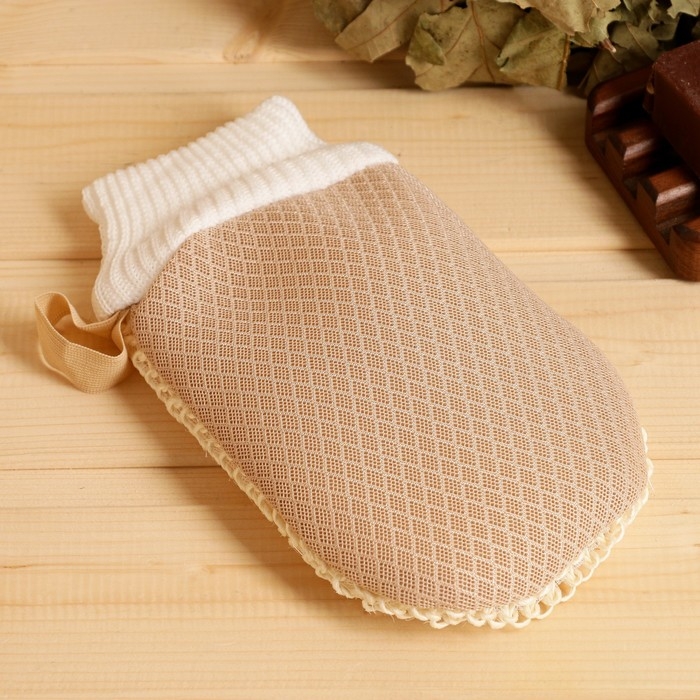 Мочалка - варежка массажная «Рукавица», сизаль, 22×13 см