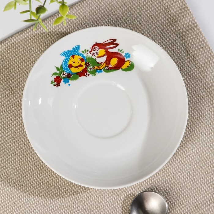 Блюдце чайное фарфоровое «Веселый Колобок», d=14 см, микс Блюдце чайное фарфоровое «Веселый Колобок», d=14 см, микс