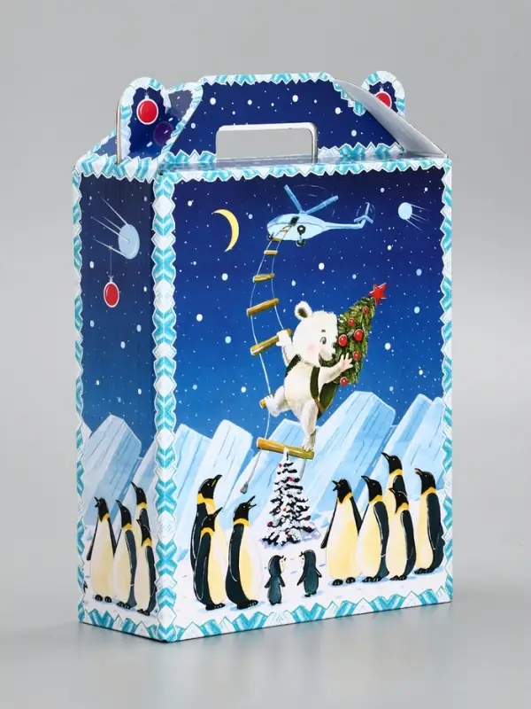 Подарочная новогодняя коробка «Пингвины», для сладких подарков, 16.8×7×25 см Подарочная новогодняя коробка «Пингвины», для сладких подарков, 16.8×7×25 см