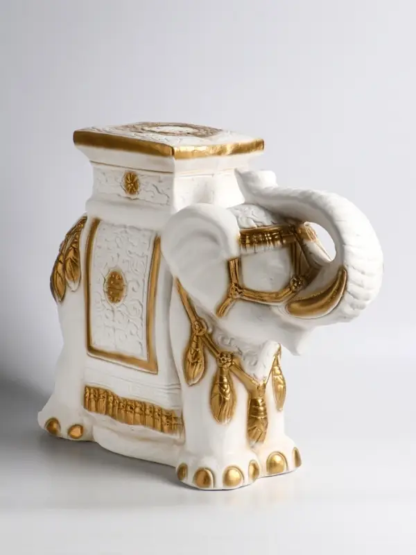 Фигура - подставка для мелочей &laquo;Слон&raquo;, столик, гипс, бело-золотой, 21&times;54&times;43 см