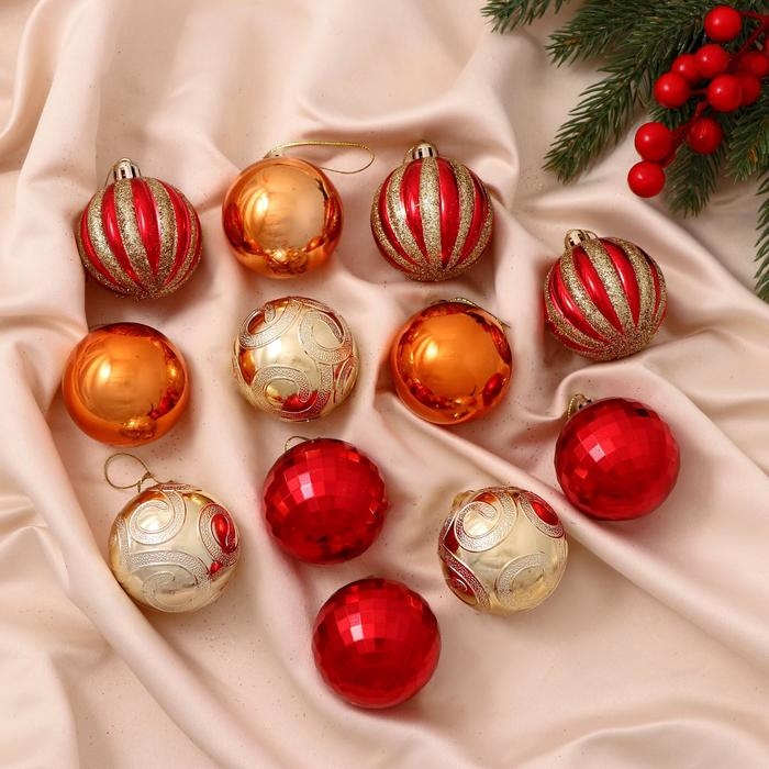 Набор шаров пластик d-5 см, 12 шт Набор шаров пластик d-5 см, 12 шт "Диско узоры ассорти" микс