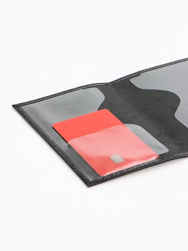 Обложка для паспорта, гладкая, натуральная кожа, тиснение фольгой, чёрная