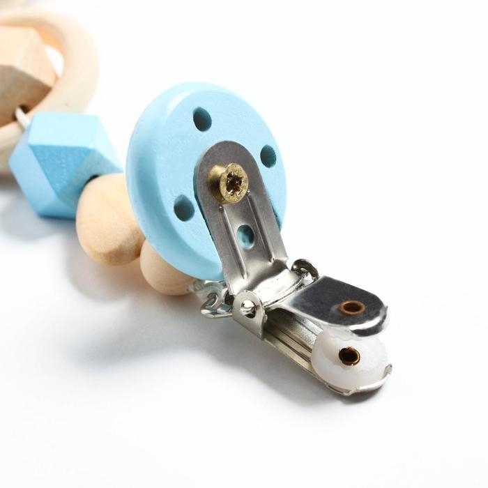 Держатель для соски - пустышки «Сердечко», деревянный, цвет голубой