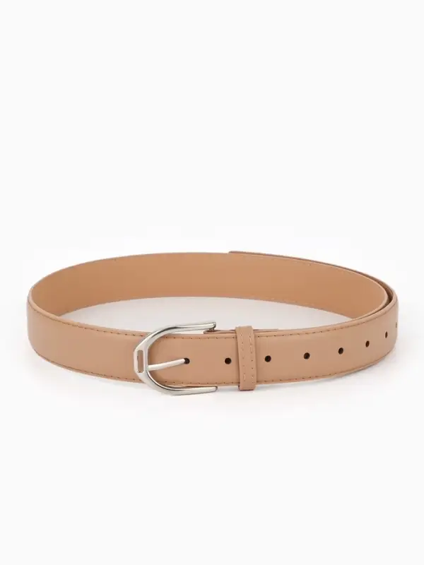 Ремень женский, 3.5&times;110 см, 1 прокол, серебристая пряжка, без винта, бежевый