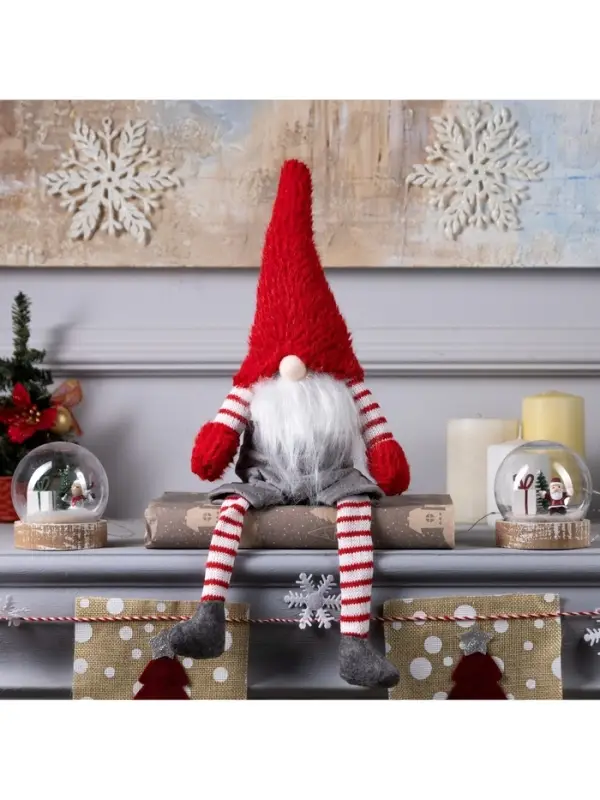 Светодиодная фигура &laquo;Гном с бородой&raquo; 14&times;47&times;9 см, текстиль, от батареек AG10&times;3, свечение тёплое белое