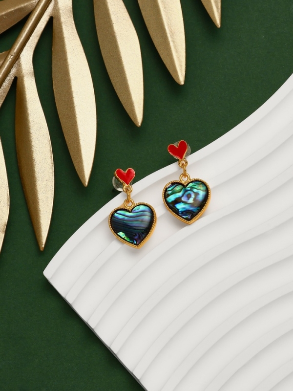 Серьги «Галиотис» сердце, цвет зелёный в золоте Серьги «Галиотис» сердце, цвет зелёный в золоте