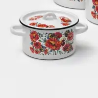 Набор кастрюль эмалированных &laquo;Маки. Мечта&raquo;, 3 предмета: 1.5 л, 2.9 л, 4.5 л, белый