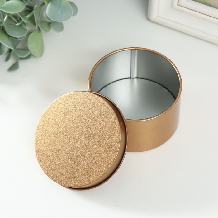 Шкатулка металл под свечу Шкатулка металл под свечу "Круглая. Металлик" золото 7,5х7,5х4,2 см