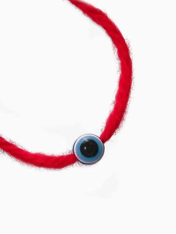Браслет-оберег &laquo;Красная нить&raquo;, шерстяная, турецкий глаз, синий,30 см