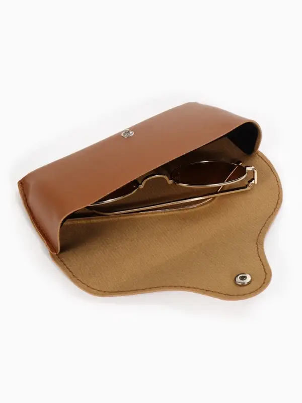 Футляр для очков на кнопке, 16&times;3.5&times;6.5 см, коричневый