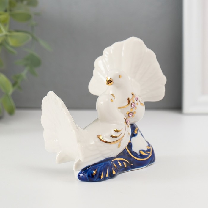 Сувенир керамика Сувенир керамика "2 голубка" кобальт, стразы 9,2х12х6 см