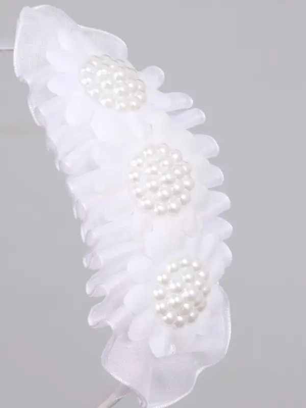 Ободок для волос белый, цветы, 10 см, Коты аристократы