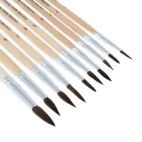 Набор кистей для рисования, белка, 10 штук: № 1, 2, 3, 4, 5, 6, 7, 8, 9, 10, Calligrata, круглые, деревянная ручка, международный размер