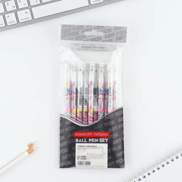 Ручка шариковая синяя паста 0.5 мм с колпачком «Кавай» пластик Ручка шариковая синяя паста 0.5 мм с колпачком «Кавай» пластик