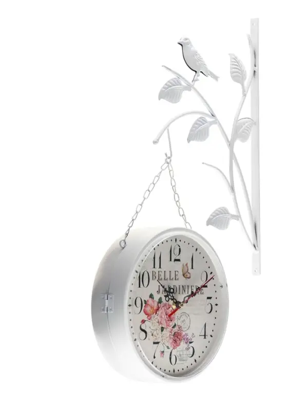 Часы настенные двусторонние &laquo;Птичка на ветке&raquo;, подвес, d=23 см, белые