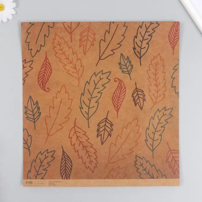 Бумага для скрапбукинга крафт "Листья" плотность 180 гр 30,5х32 см