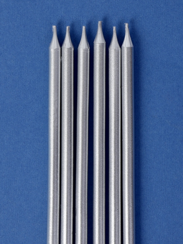 Свечи в торт Свечи в торт "Высокий Ройс", 6 шт, серебро