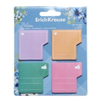 Закладки с клеевым краем бумажные 45x45 мм, ErichKrause "Pastel Bloom", 80 листов, 4 цвета, для записи коротких сообщений