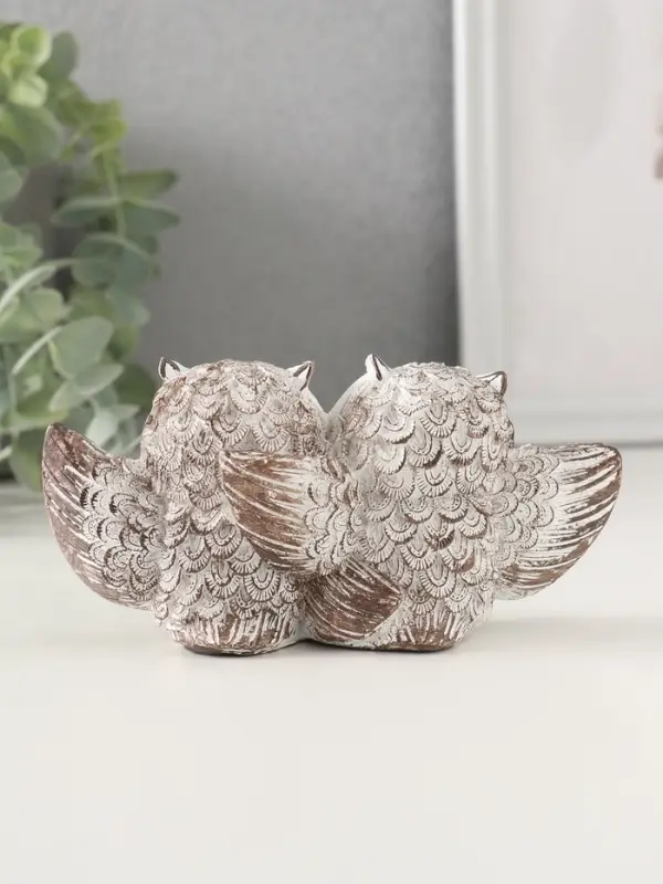 Фигурка полистоун &laquo;Совушки: объятия, с золотыми глазами&raquo;, 6.5&times;13&times;3.5 см