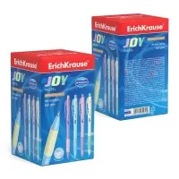 Ручка шариковая автоматическая ErichKrause JOY Pastel, узел 0.7 мм, чернила синие, супермягкое письмо, длина линии письма 1300 метров, МИКС Ручка шариковая автоматическая ErichKrause JOY Pastel, узел 0.7 мм, чернила синие, супермягкое письмо, длина линии письма 1300 метров, МИКС