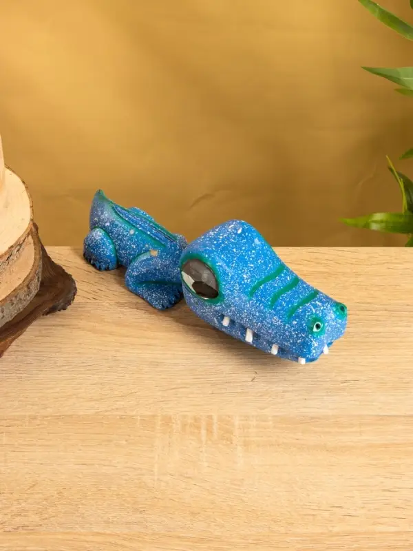 Шкатулка "Крокодильчик" 25х8х7 см, дерево, цв. синий