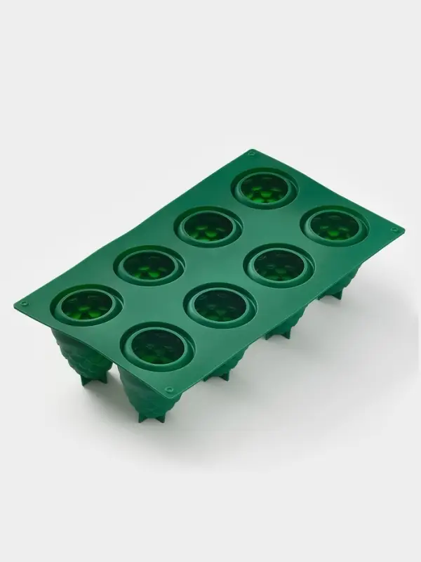 Форма для выпечки 8 ячеек Форма для выпечки 8 ячеек "Шишки" 29,8х17,3х7,5 см, цвет зелёный