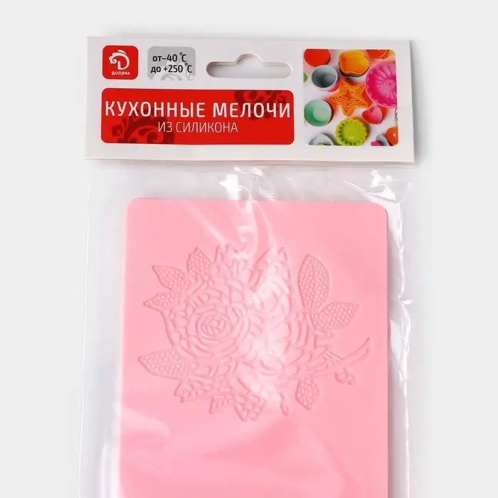 Коврик для айсинга Доляна &laquo;Розы&raquo;, силикон, 37.5&times;8&times;0.1 см, розовый